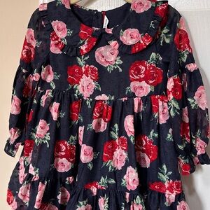Janie and Jack Navy and Pink Floral Blouse